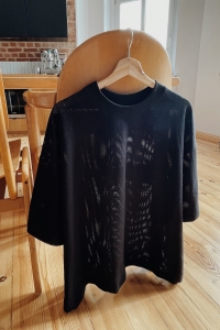 KOSZULKA OVERSIZE / AŻUROWA / CZERŃ