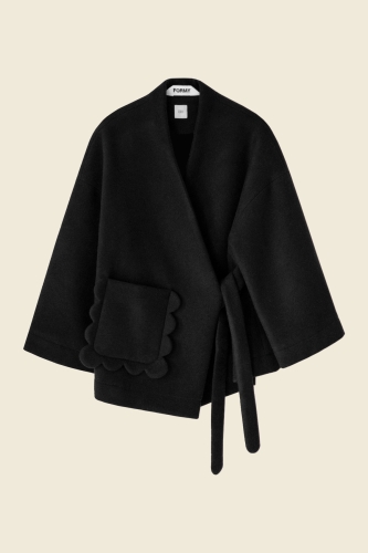 KIMONO Z KIESZONKĄ / WEŁNA JAGNIĘCA & KASZMIR / CZERŃ 