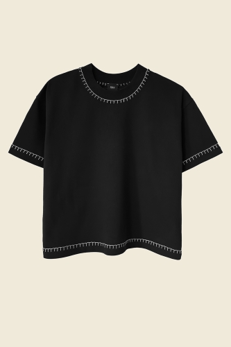 TSHIRT Z MASYWNEJ BAWEŁNY / HANDMADE / CZERŃ