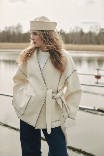 KIMONO Z WEŁNY RØROS TWEED / MILK 