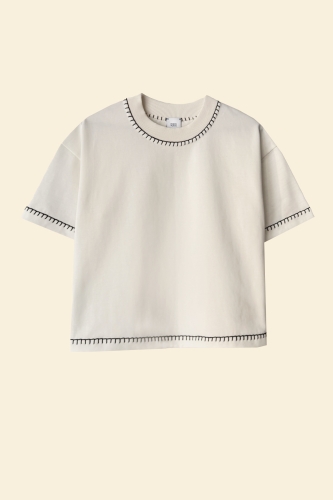 TSHIRT Z MASYWNEJ BAWEŁNY / HANDMADE / OFFWHITE